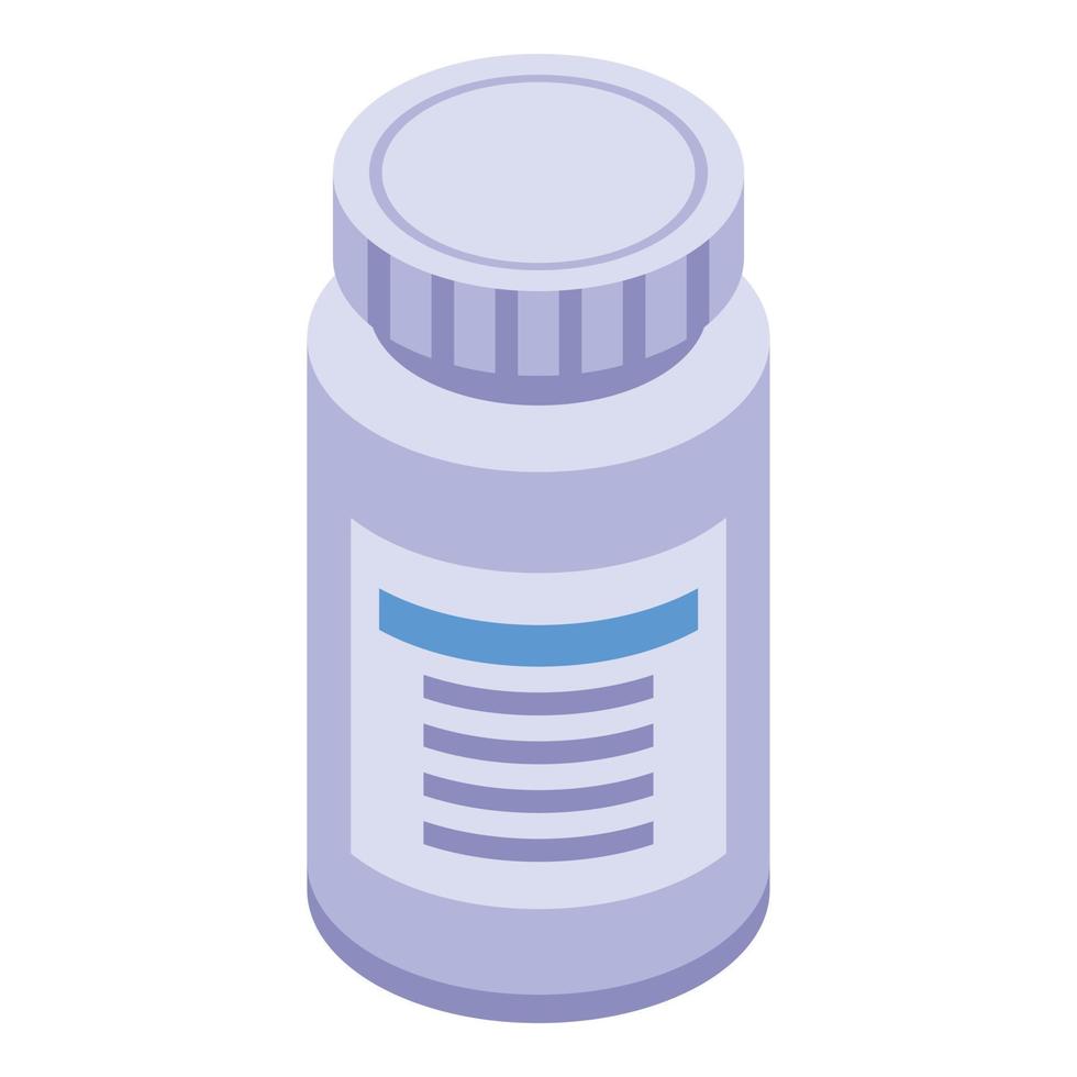 Capsule plastic jar icon, isometric style vector