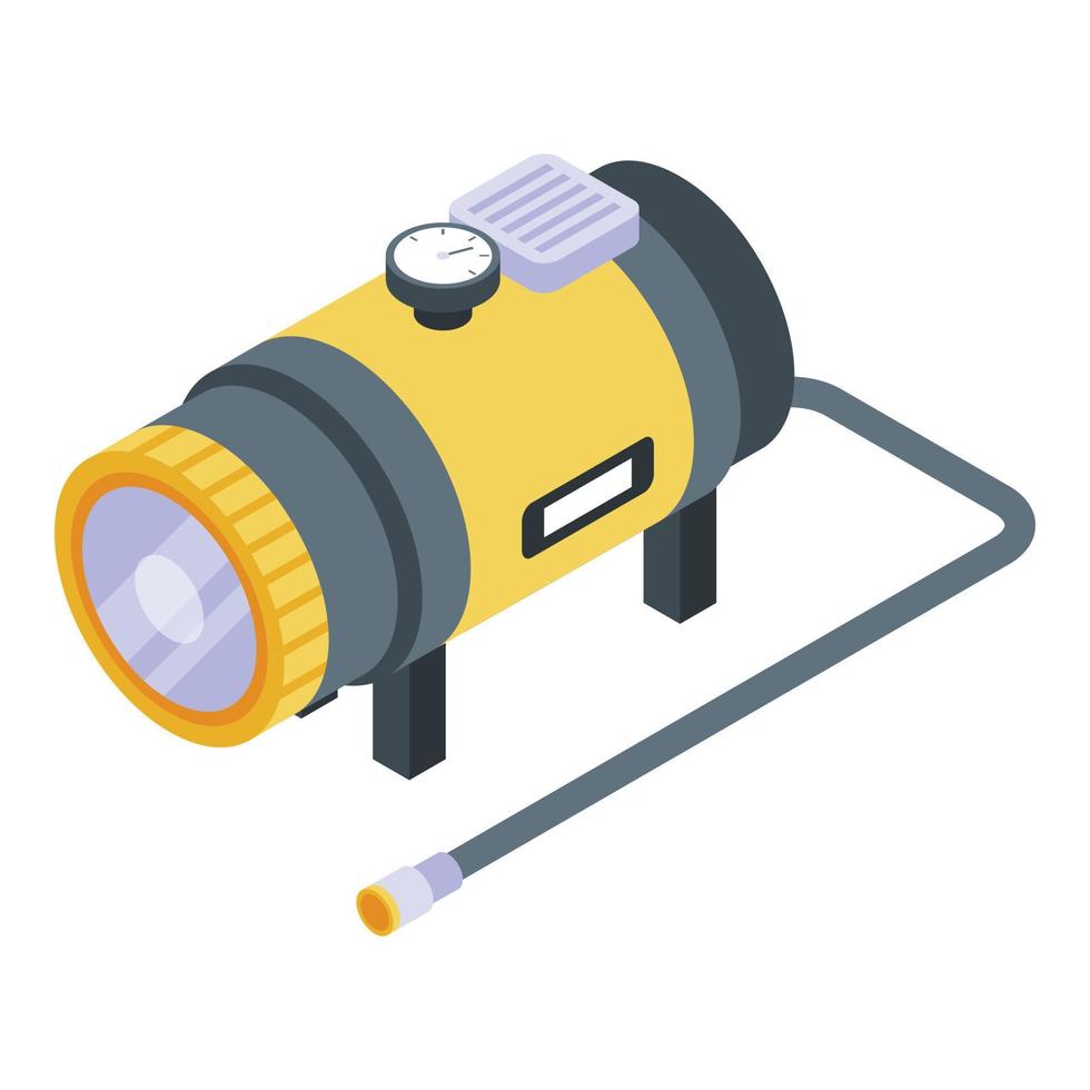 Tire air compressor icon, isometric style vector
