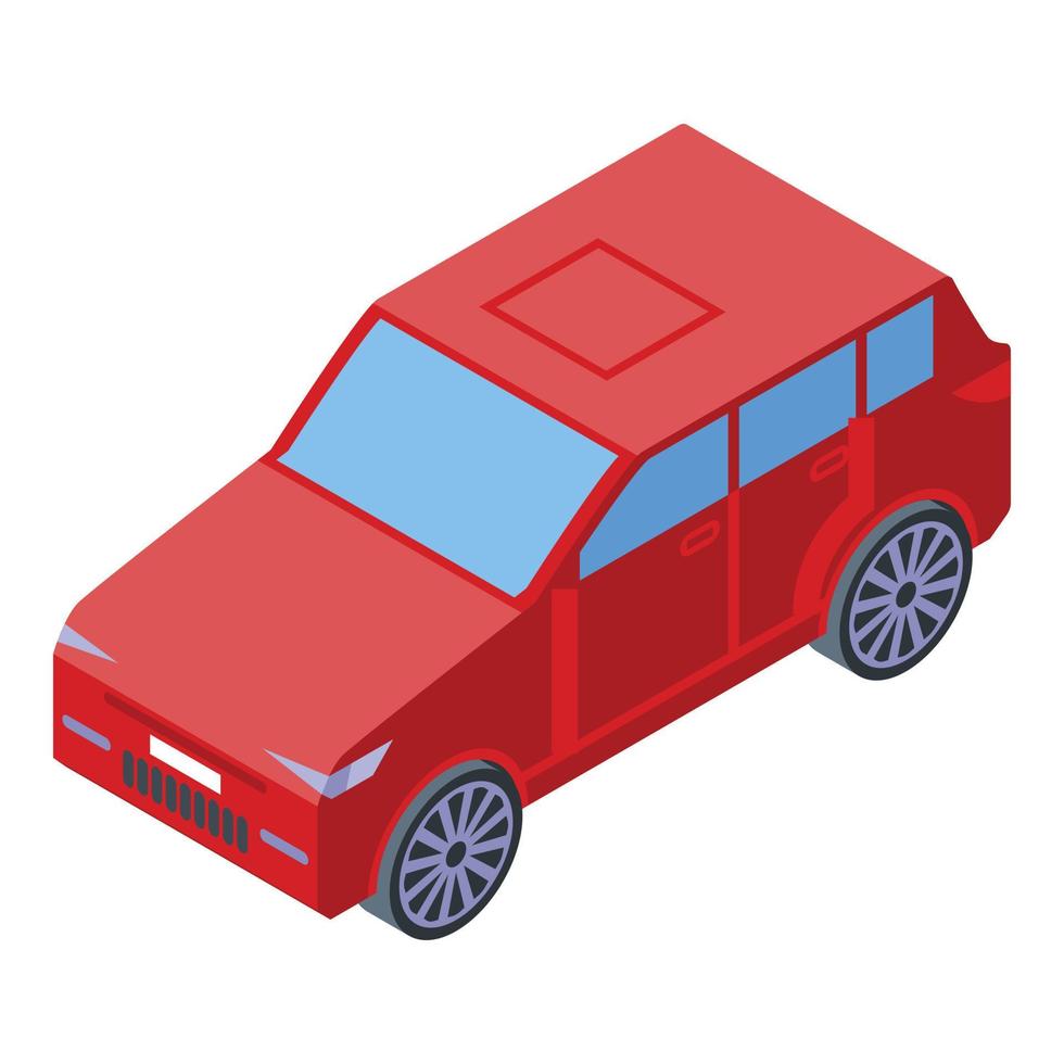 Hitchhiking red car icon, isometric style vector