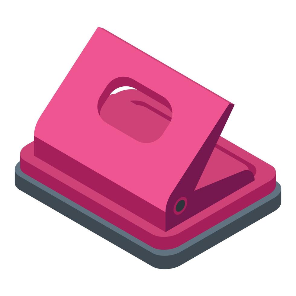Hole puncher equipment icon, isometric style vector