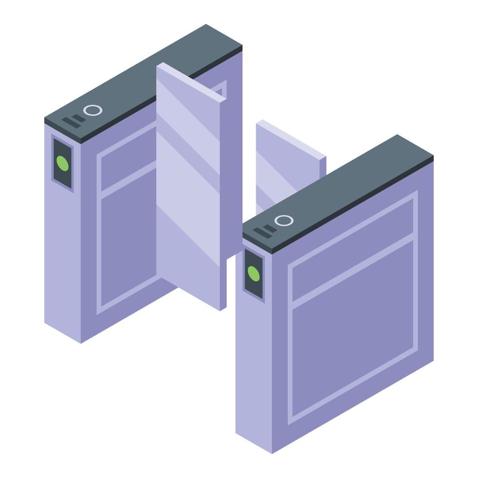 Electric train gate pass icon, isometric style vector