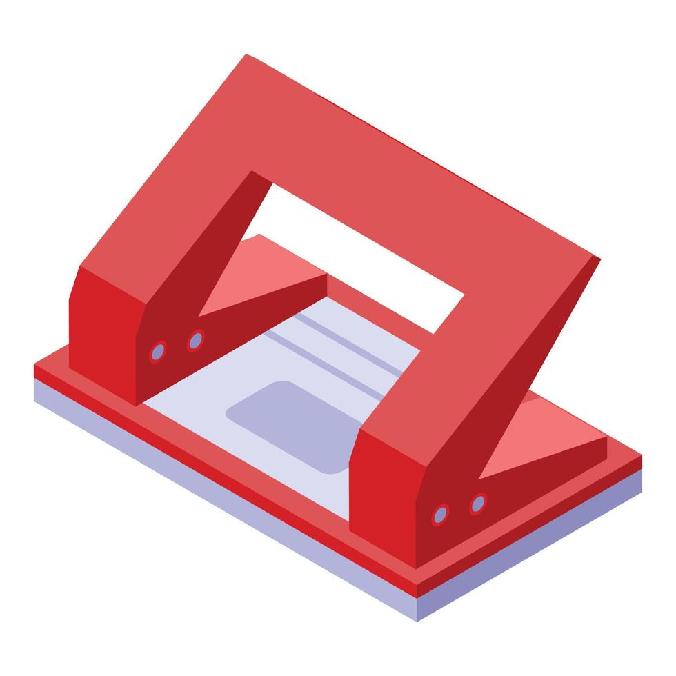 Red hole puncher icon, isometric style vector