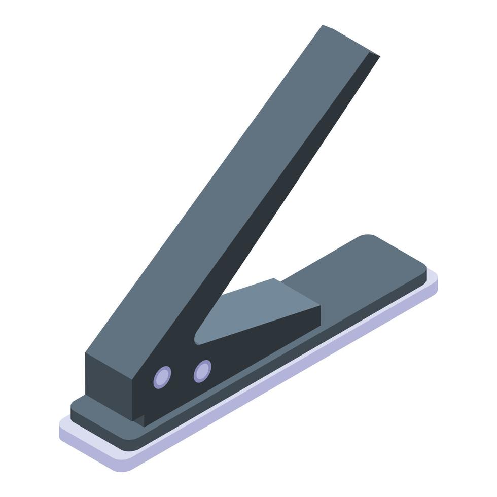 One hole puncher icon, isometric style vector