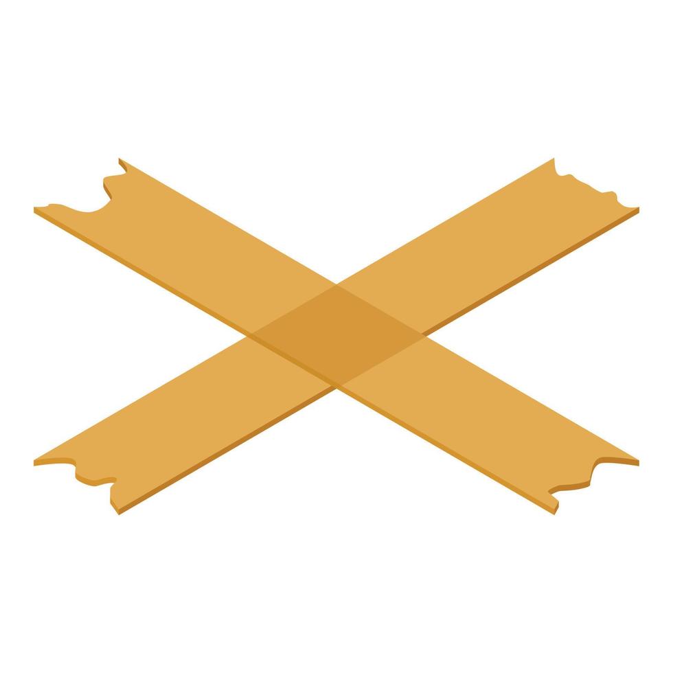 Cross scotch tape icon, isometric style vector