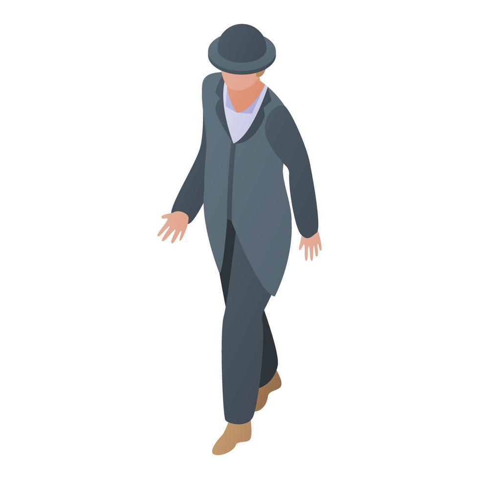 Gentleman with hat icon, isometric style vector