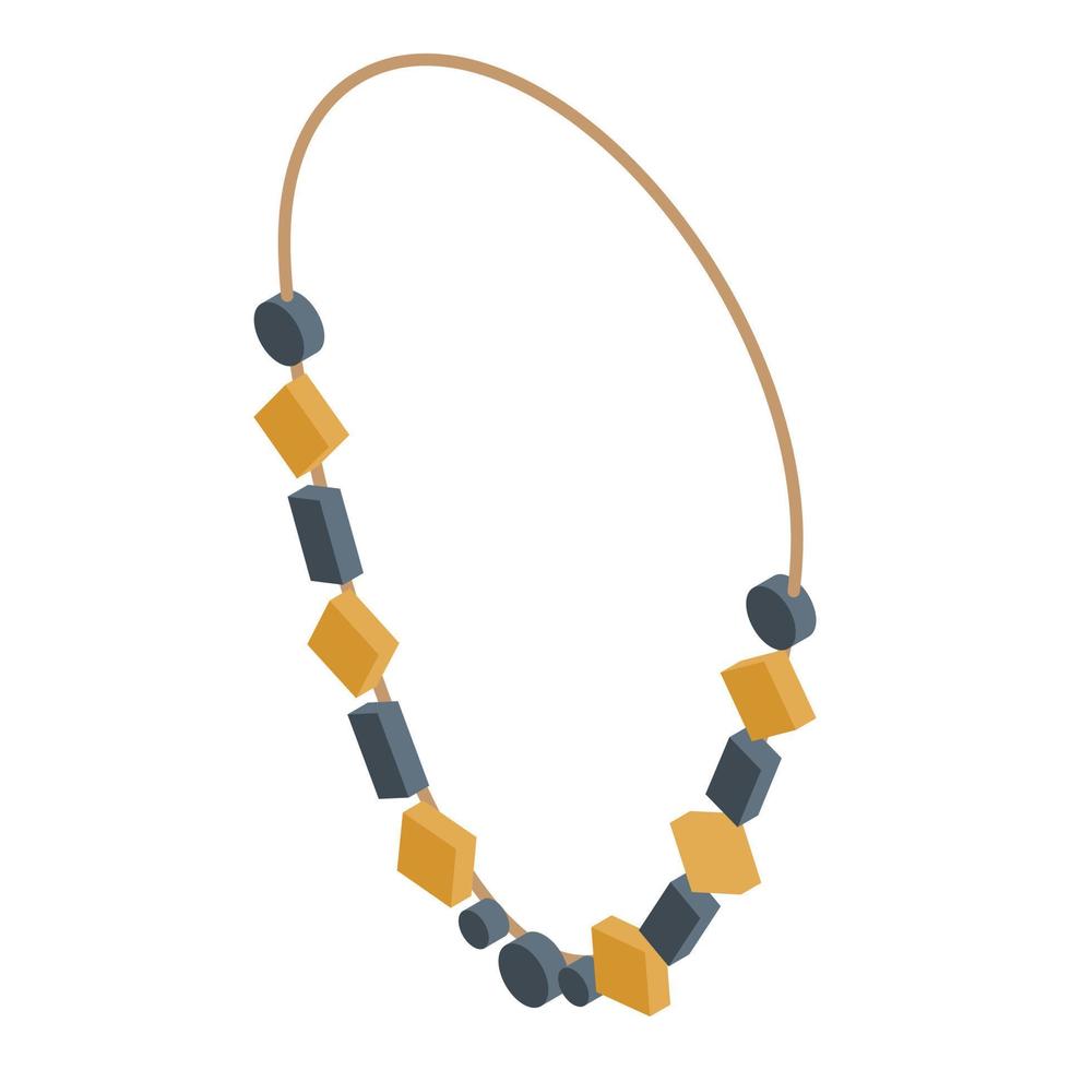 Stone jewel necklace icon, isometric style vector