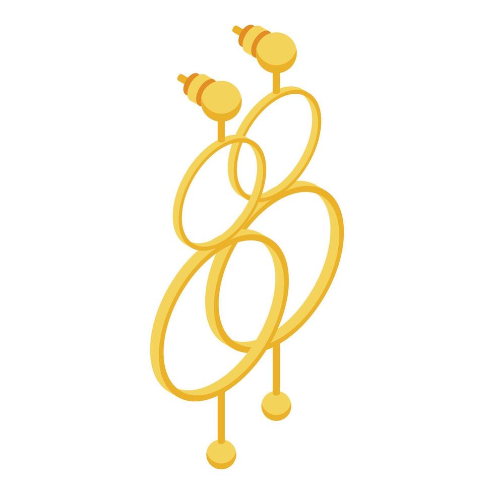 Circle gold earrings icon, isometric style vector