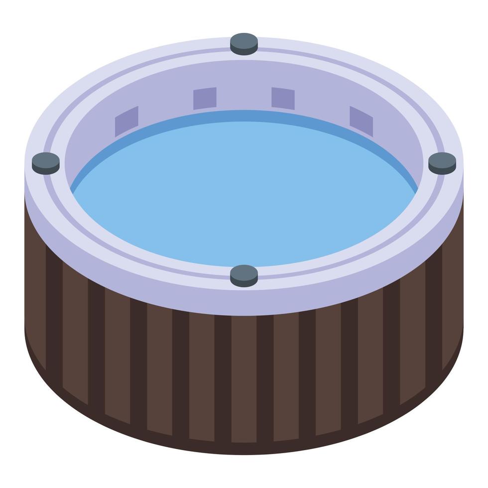 Round jacuzzi icon, isometric style vector