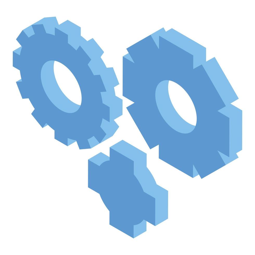 icono de prueba de software de ruedas dentadas, estilo isométrico vector