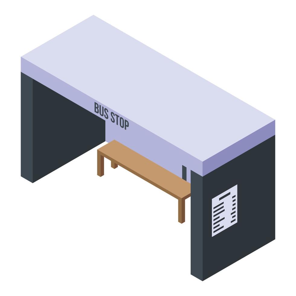 Hitchhiking bus stop icon, isometric style vector