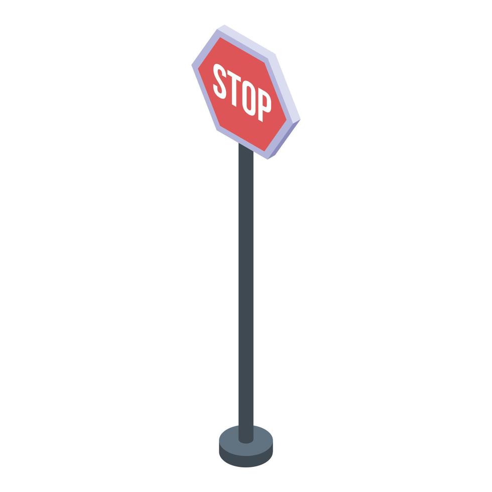 Stop road sign icon, isometric style vector