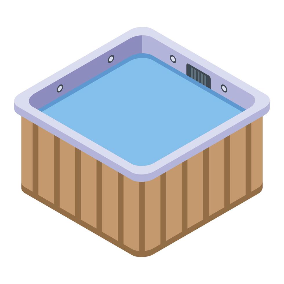 Square jacuzzi icon, isometric style vector