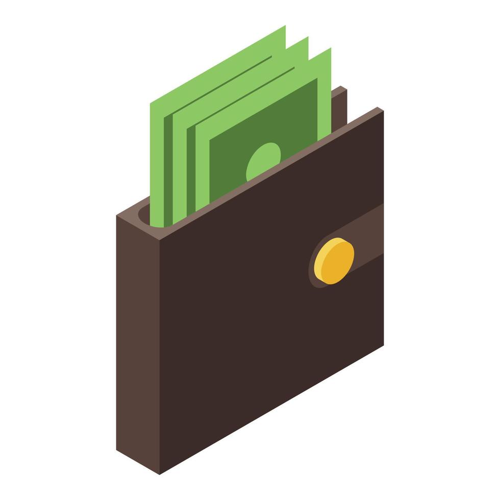 icono de billetera de dinero completo, estilo isométrico vector