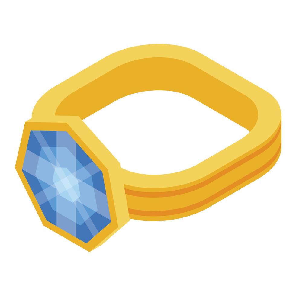 Gold jewel ring icon, isometric style vector