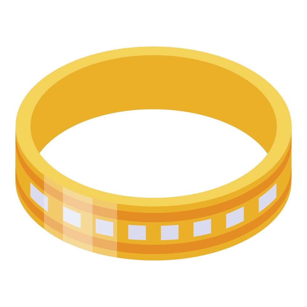 Modern gold ring icon, isometric style vector