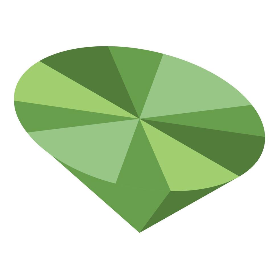 icono de piedra preciosa verde, estilo isométrico vector