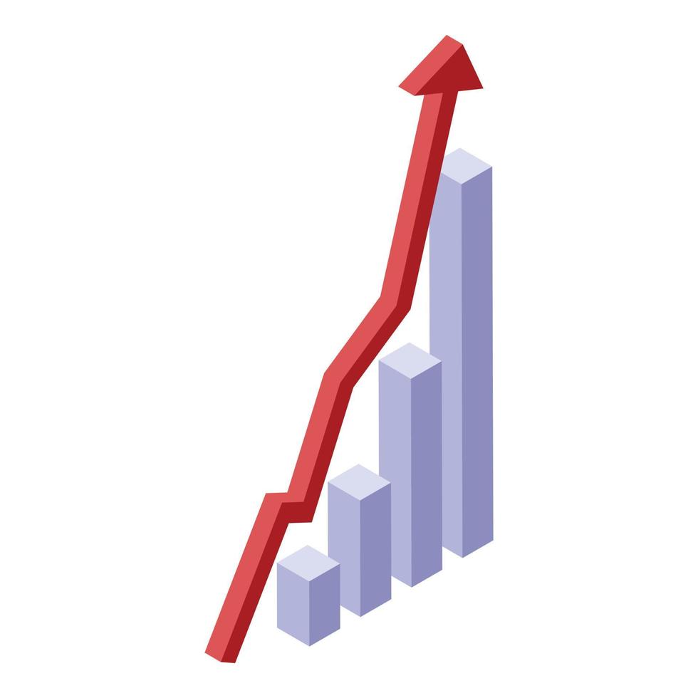 Manager graph chart icon, isometric style vector