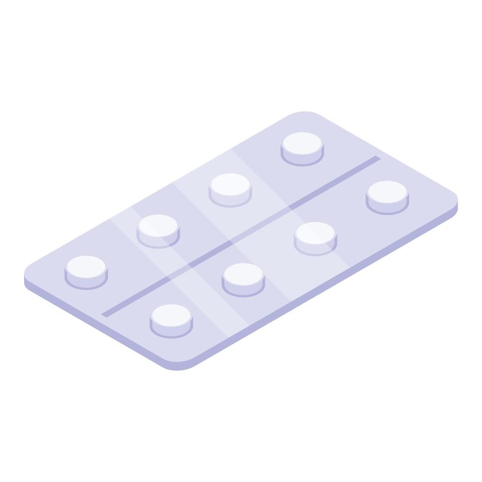 icono de paquete de píldoras, estilo isométrico vector