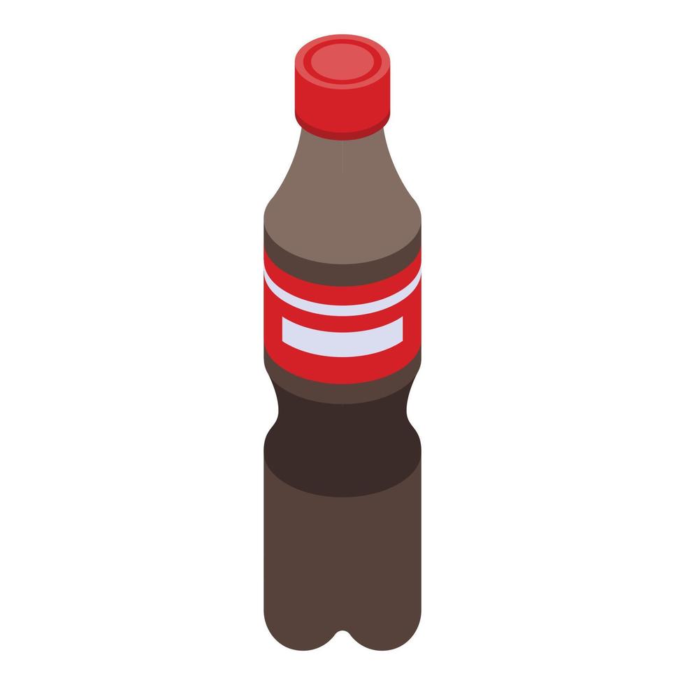 icono de botella de plástico de cola, estilo isométrico vector