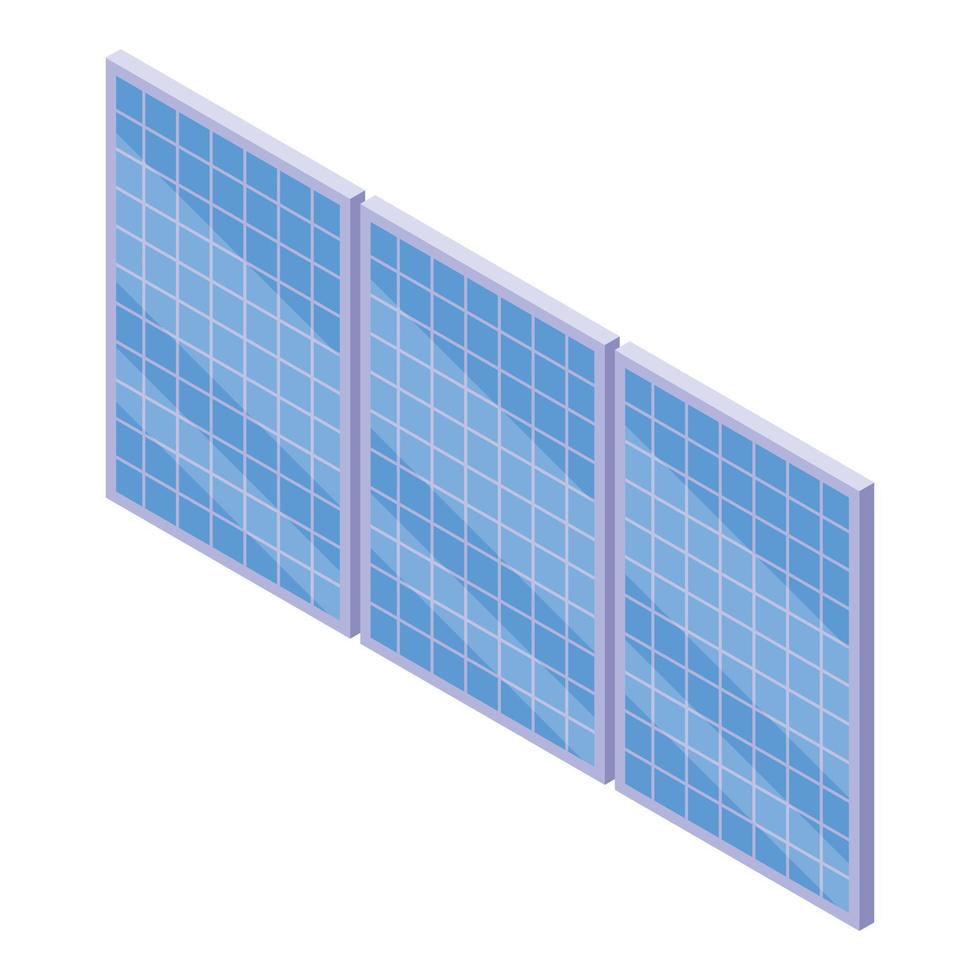 Blue solar panel icon, isometric style vector