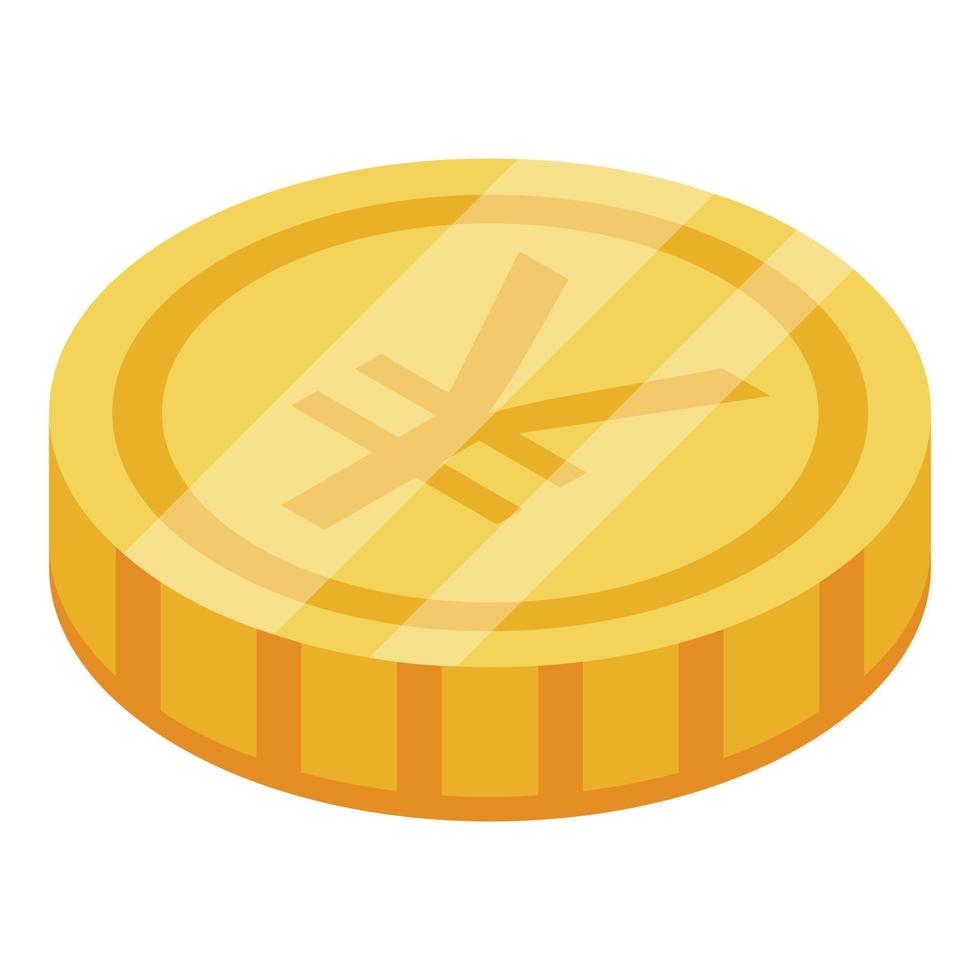 Japanese yen coin icon, isometric style vector