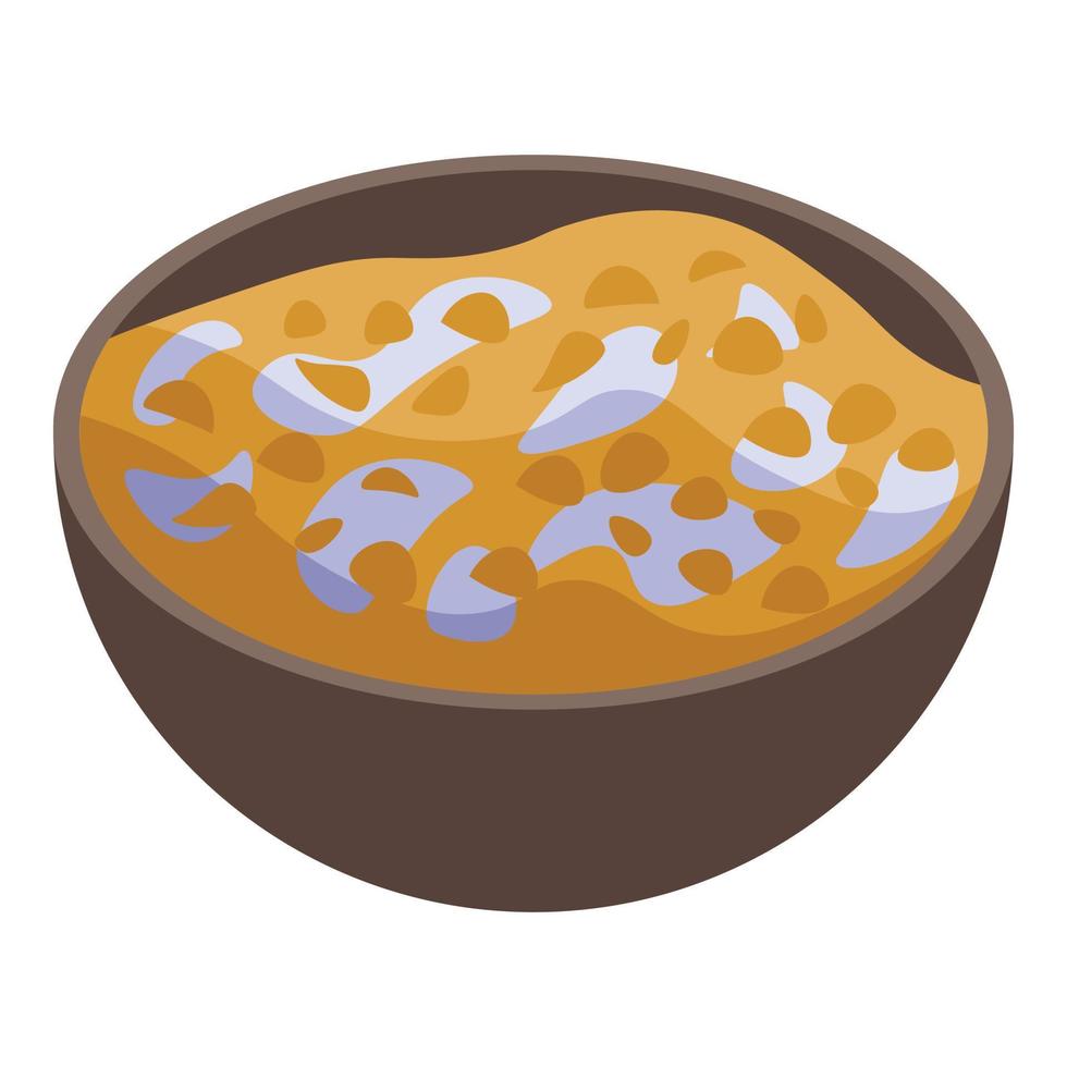 Bowl milk cereal flakes icon, isometric style vector