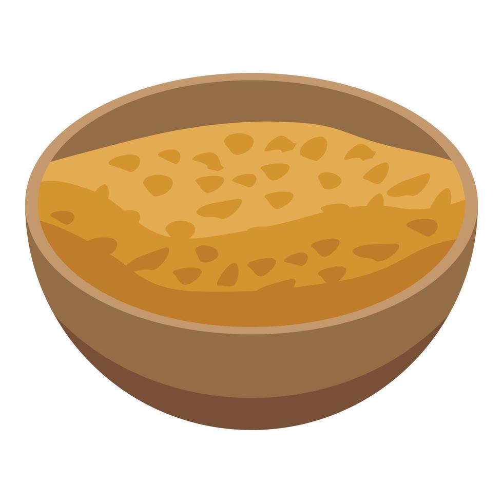 Morning cereal flakes bowl icon, isometric style vector