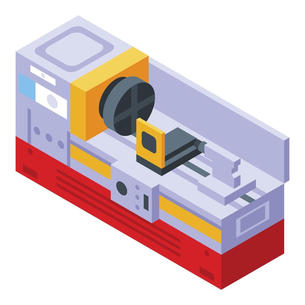 icono de torno industrial, estilo isométrico vector