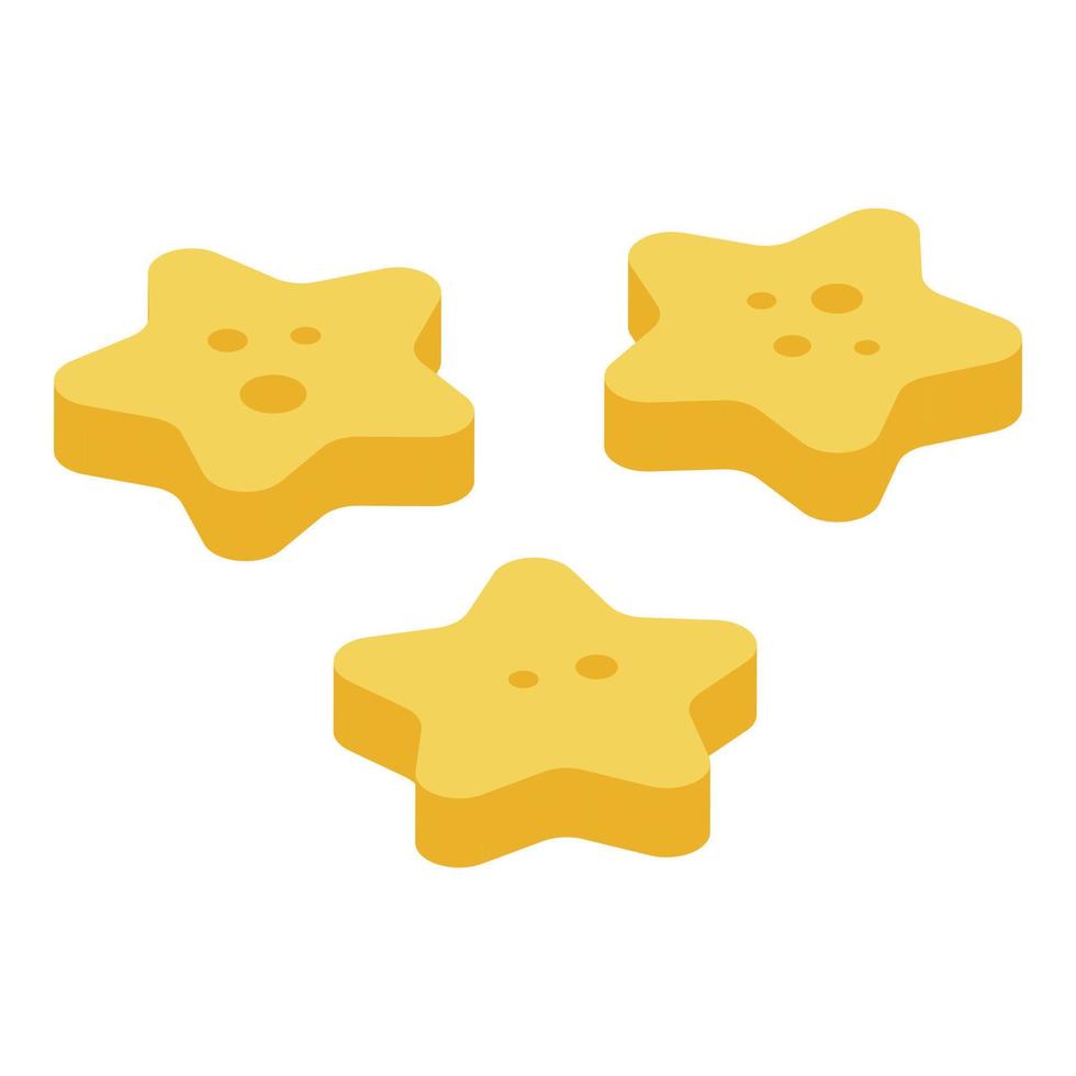 Cereal flakes stars icon, isometric style vector