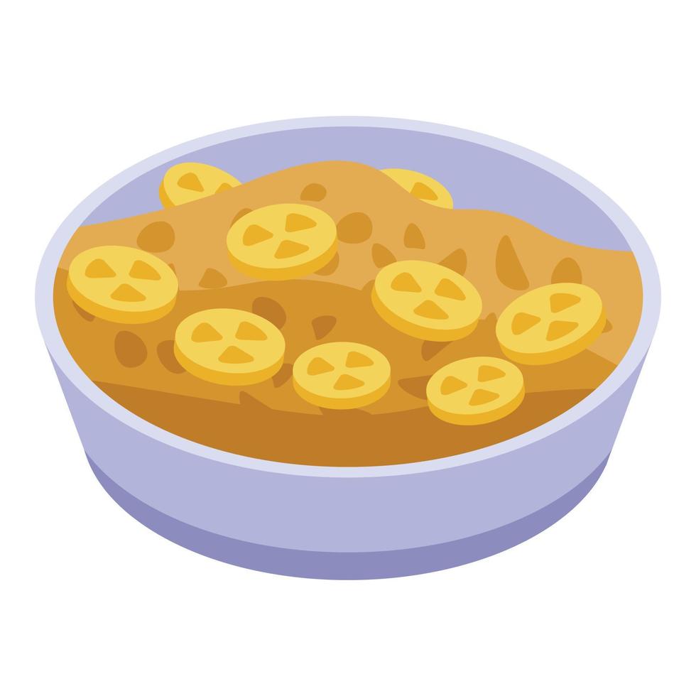 Bowl cereal flakes icon, isometric style vector