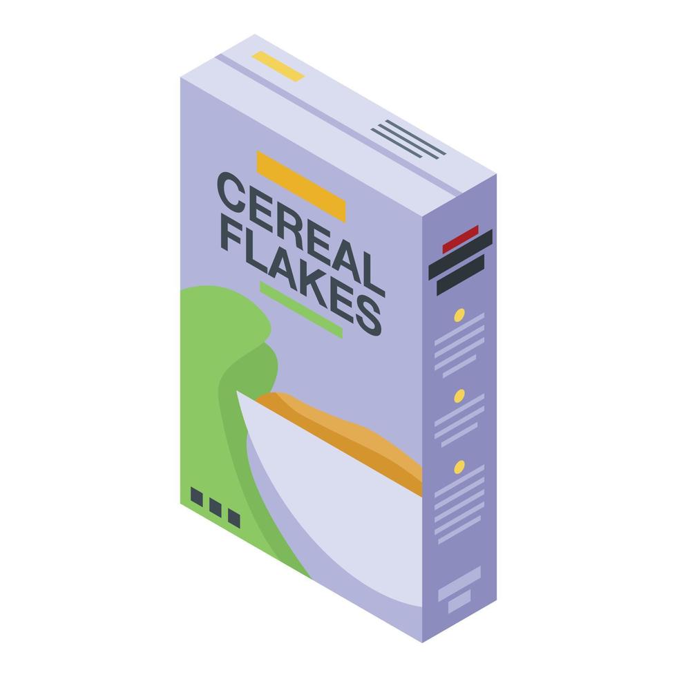 icono de caja de copos de cereal, estilo isométrico vector