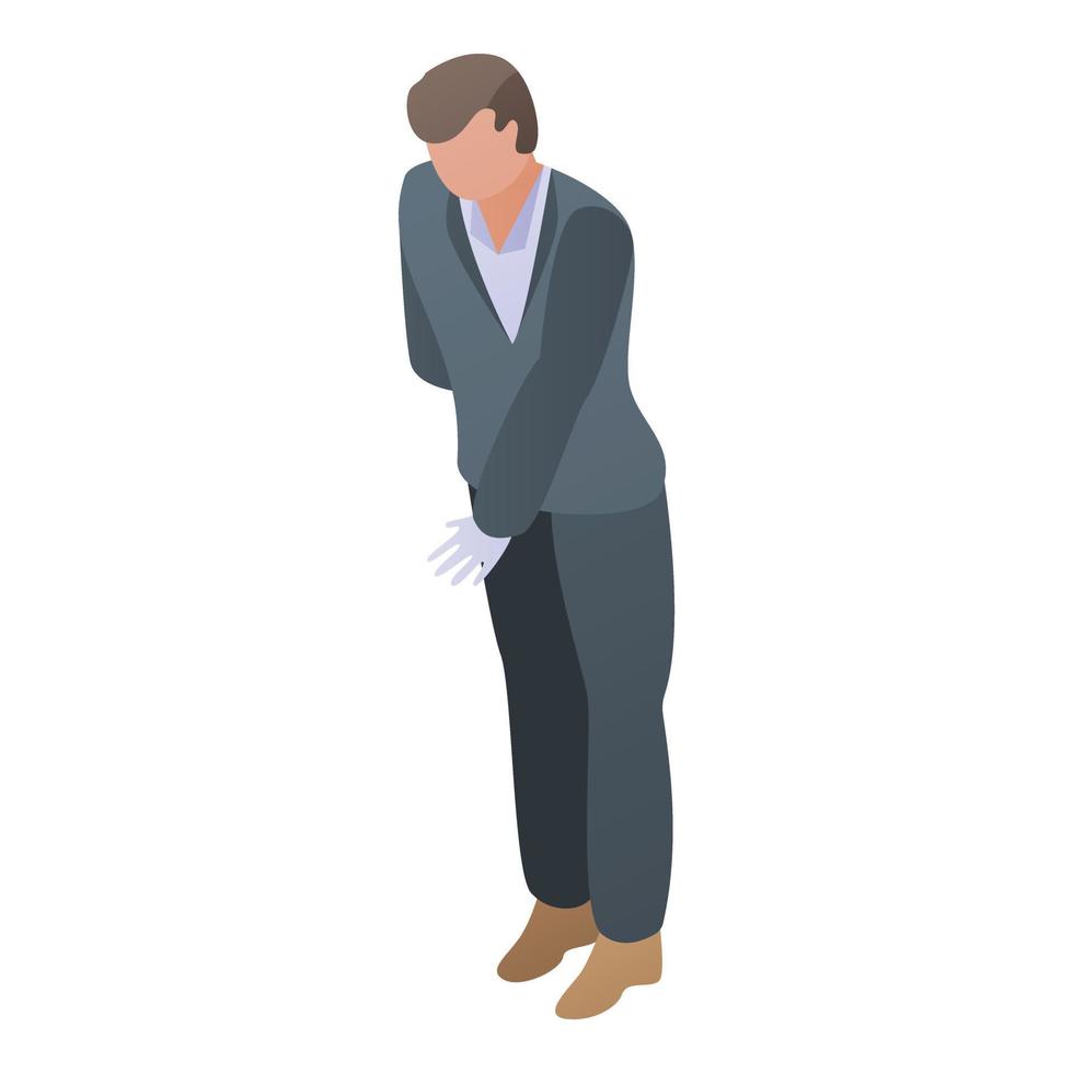 Gentleman butler icon, isometric style vector