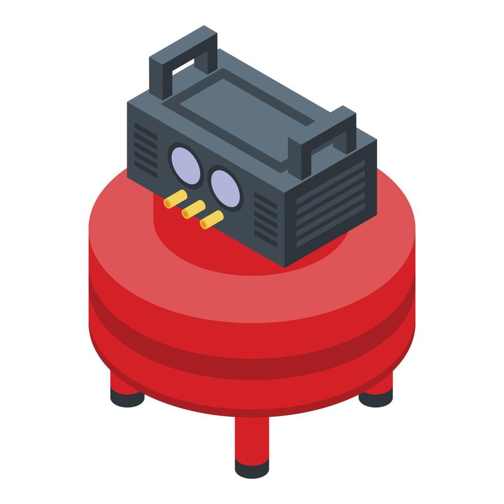 Round air compressor icon, isometric style vector