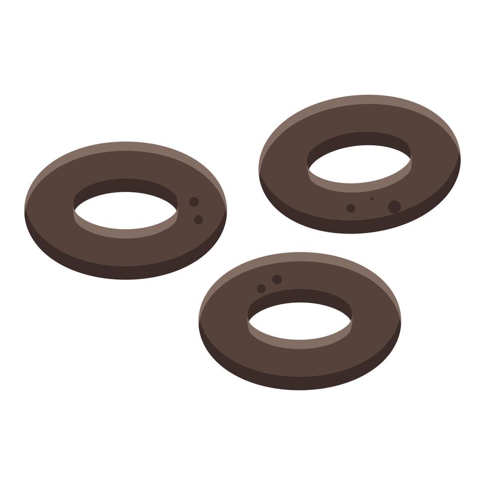 icono de anillos de cereal de chocolate, estilo isométrico vector