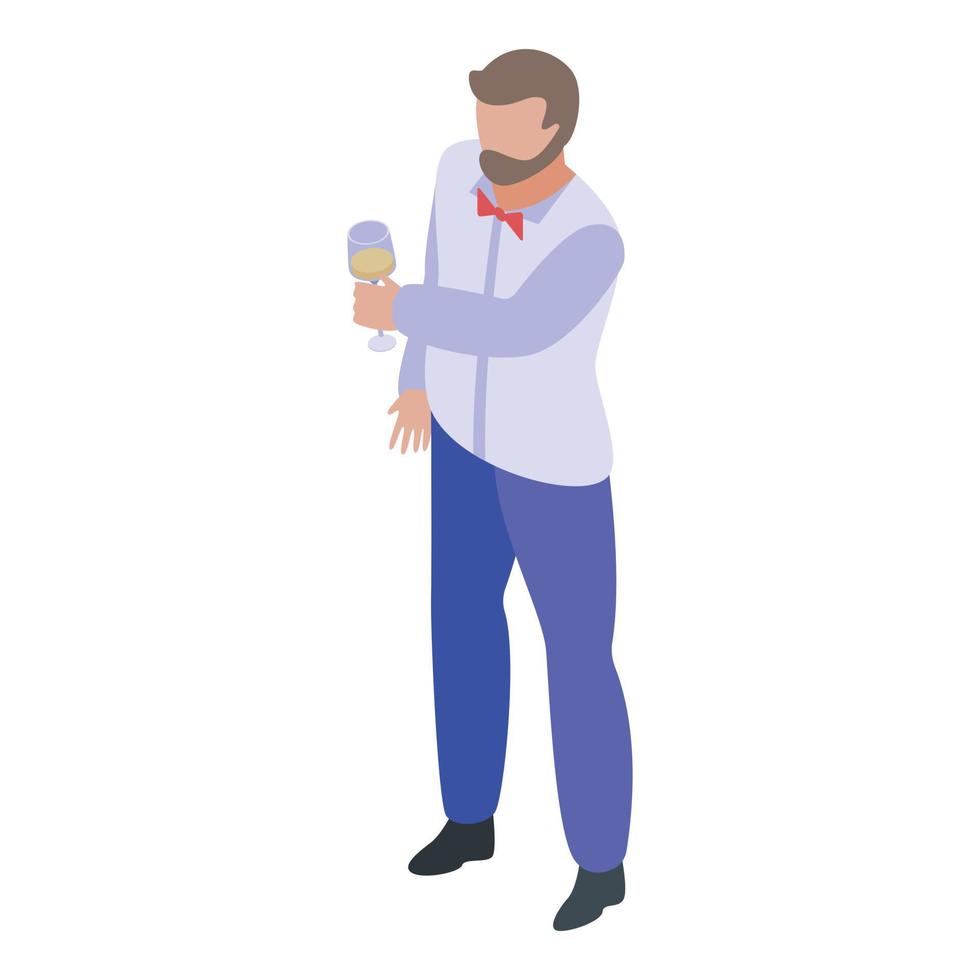 Hipster sommelier icon, isometric style vector