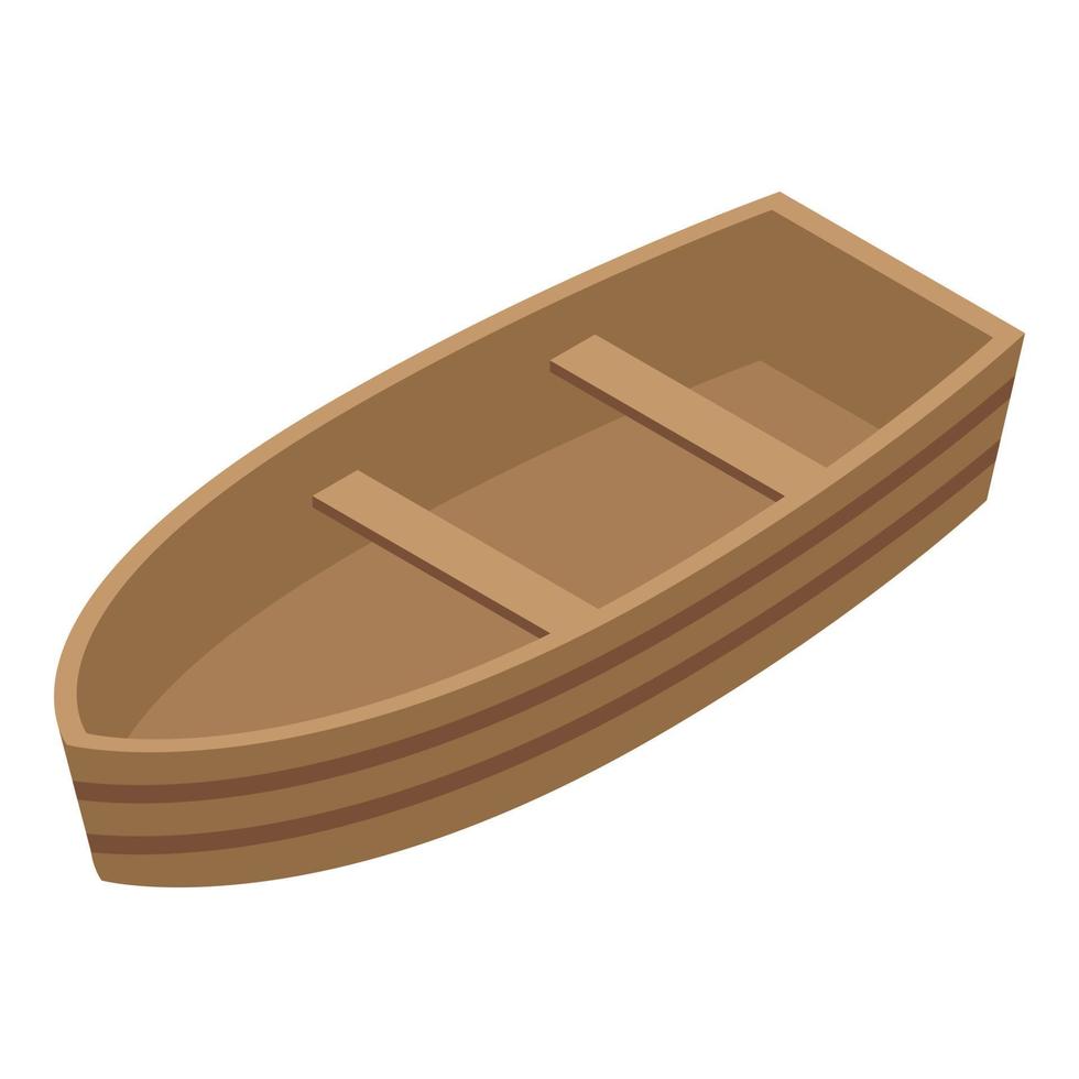 icono de barco de madera pirata, estilo isométrico vector