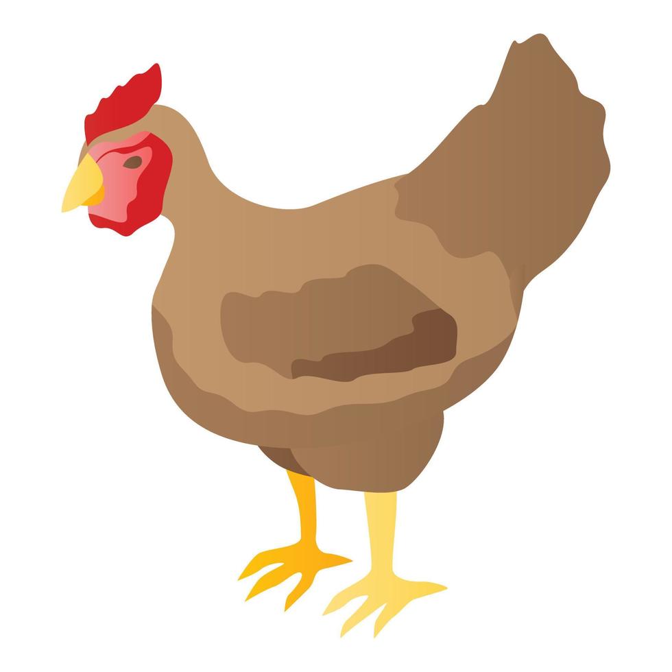 Farm chicken icon, isometric style vector