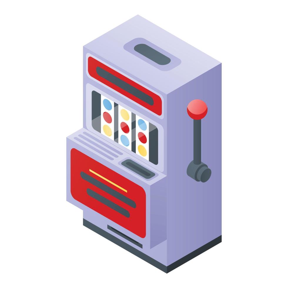 Slot machine icon, isometric style vector