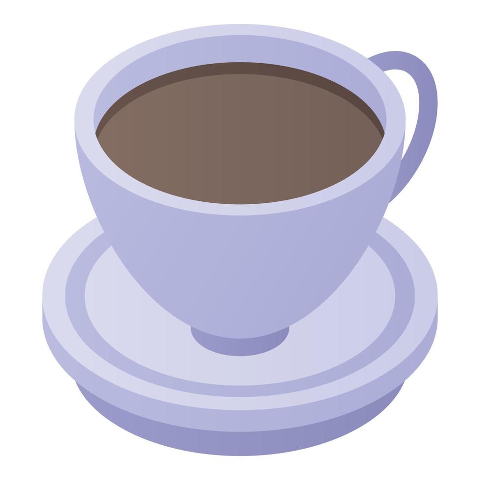Morning hot coffee cup icon, isometric style vector