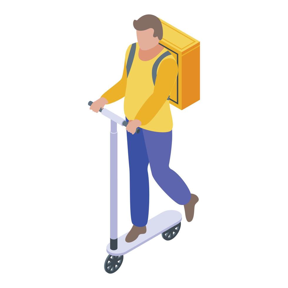 Courier kick scooter icon, isometric style vector