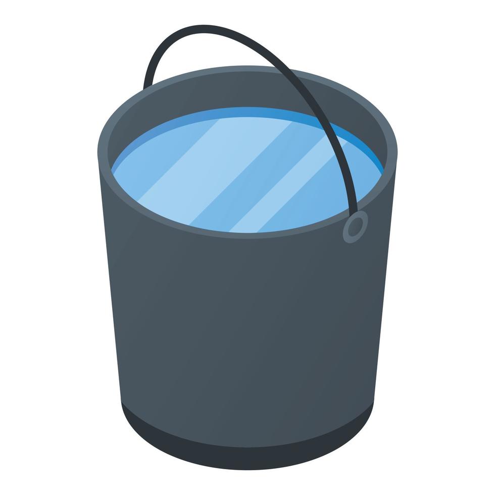 Full water bucket icon, isometric style vector