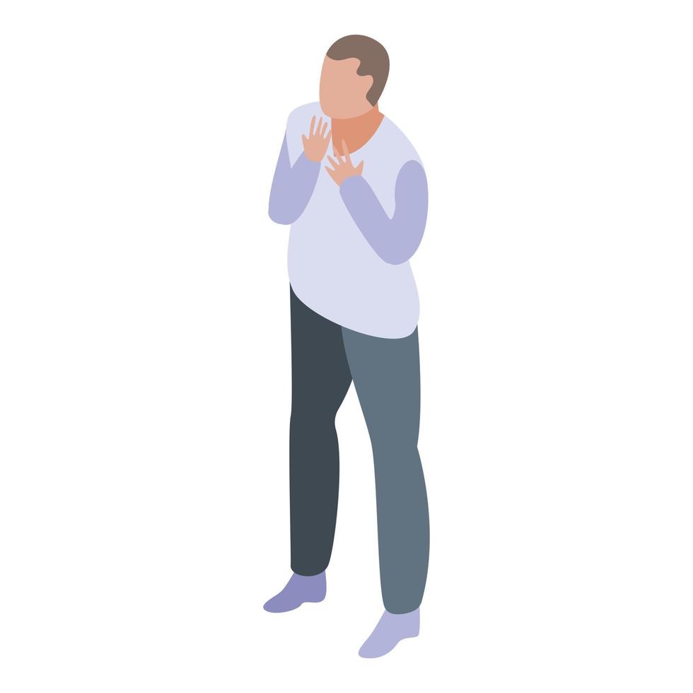 Rage young man icon, isometric style vector