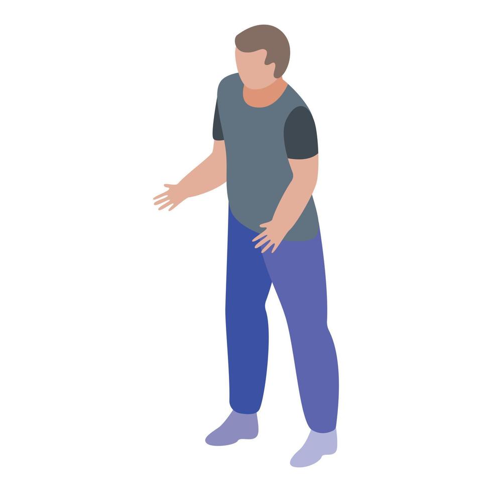 Furious rage man icon, isometric style vector