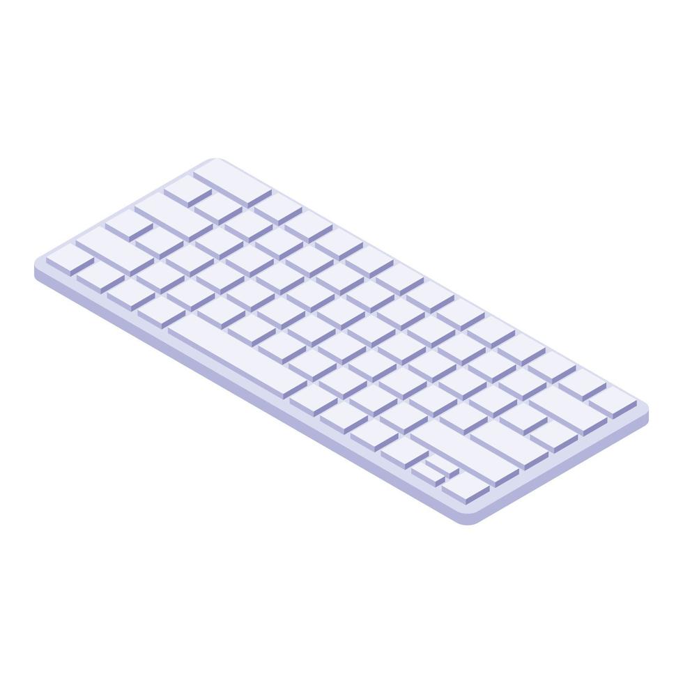 icono de teclado blanco, estilo isométrico vector