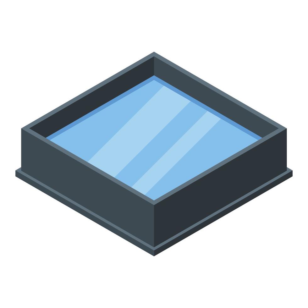 Square fish pool icon, isometric style vector