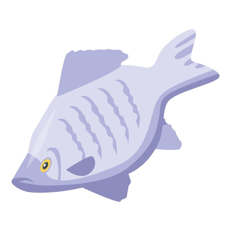 White fish farm icon, isometric style vector