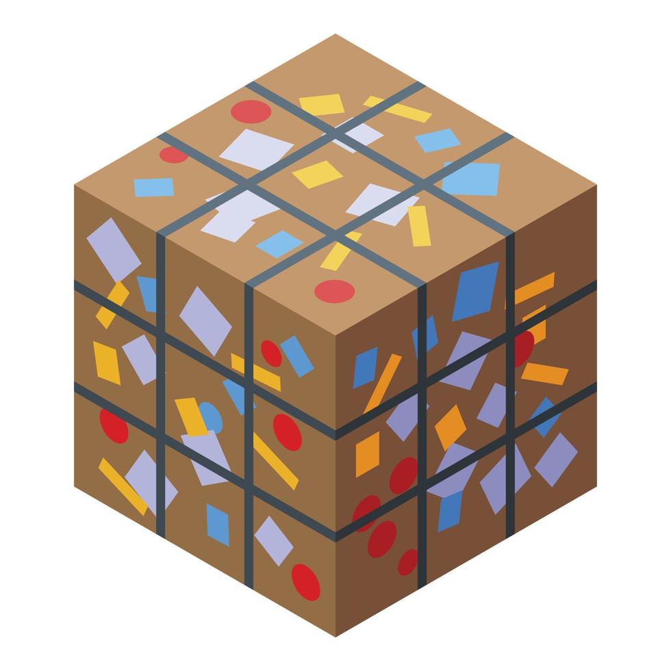 icono de cubo de basura comprimido, estilo isométrico vector