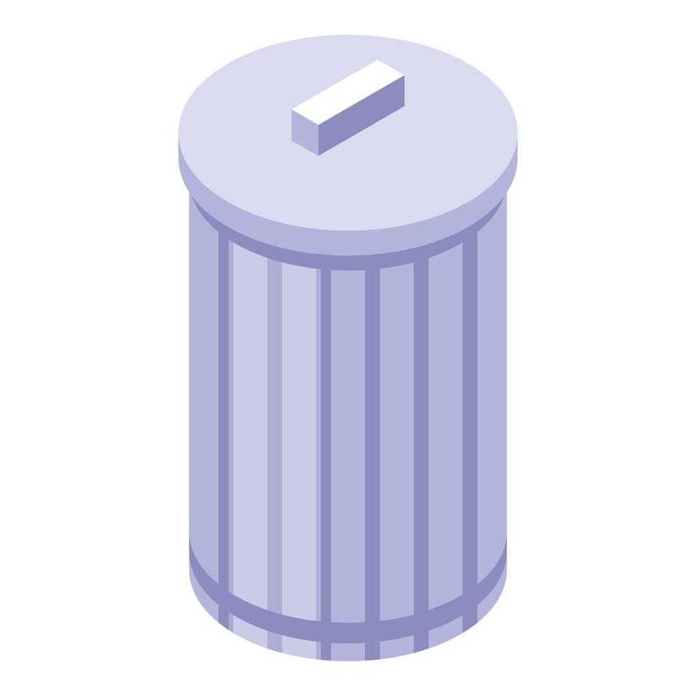 Steel recycle bin icon, isometric style vector