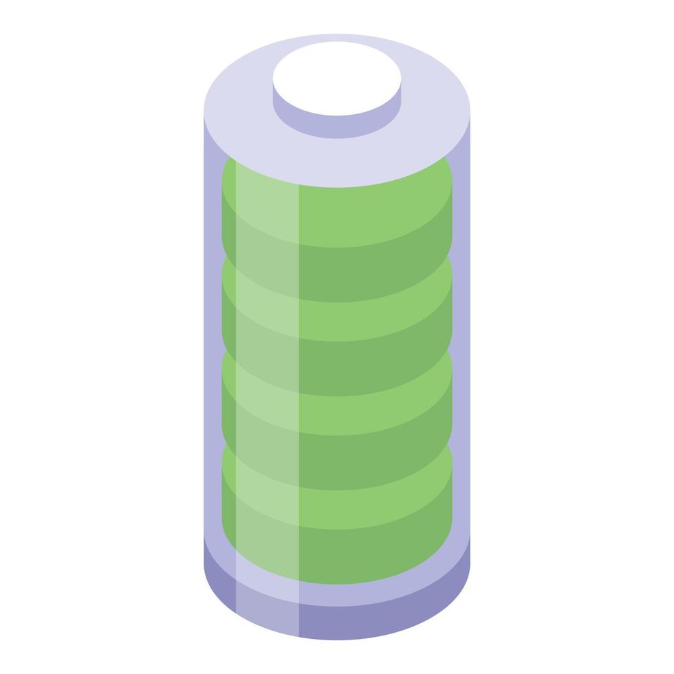 Recycle full battery icon, isometric style vector
