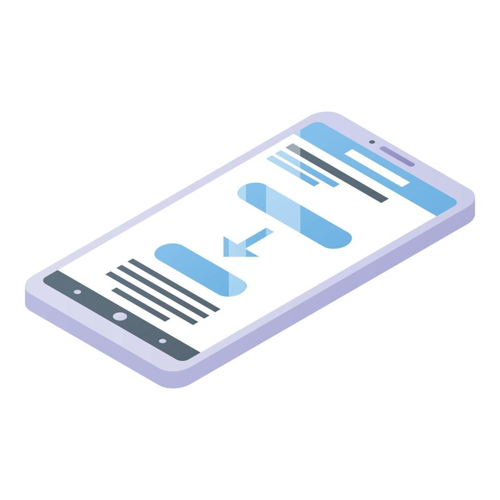 Translator smartphone app icon, isometric style vector